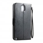 Wholesale Samsung Galaxy Note 3 Slim Flip Leather Wallet Case (Black Black)